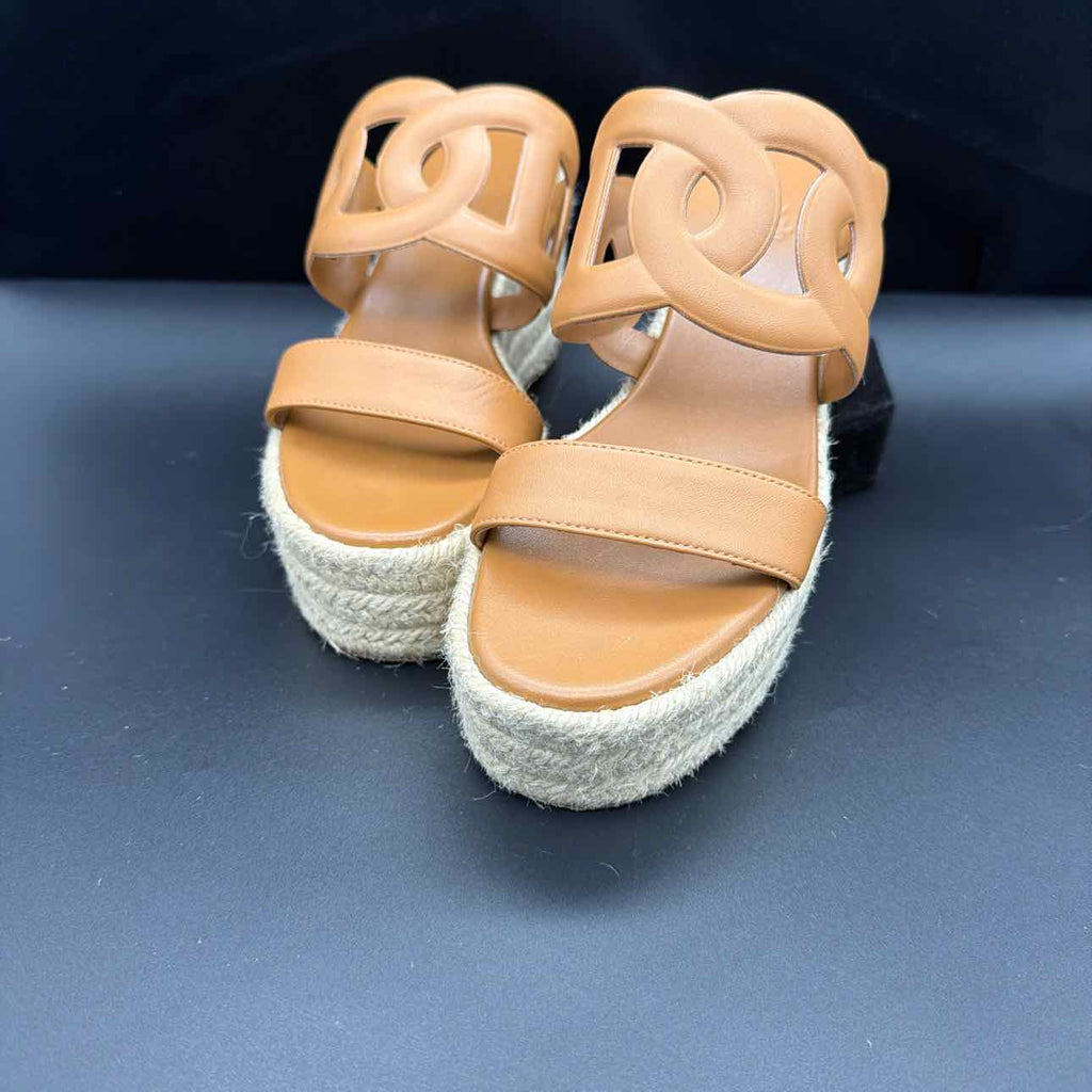 Hermes Size 7 Brown Wedge Sandal