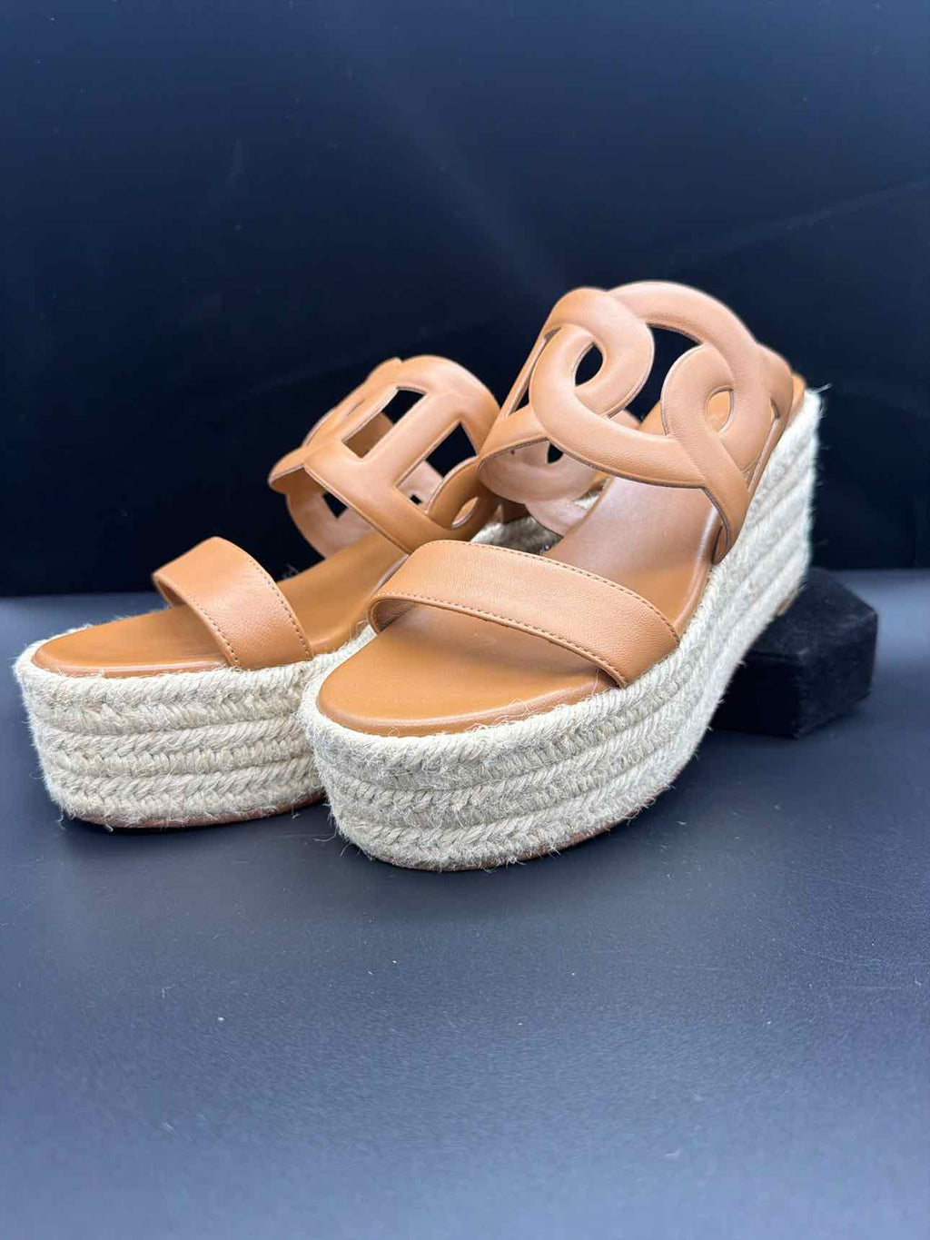 Hermes Size 7 Brown Wedge Sandal