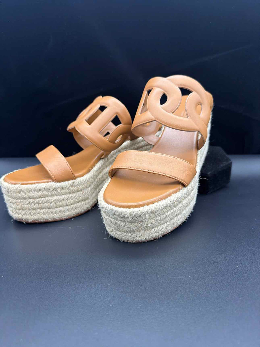 Hermes Size 7 Brown Wedge Sandal